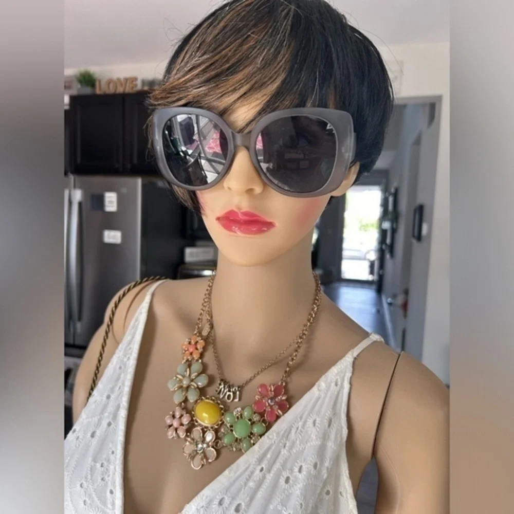 💋NWT black charcoal gunmetal statement oversized round sunglasses 😎 sunshades